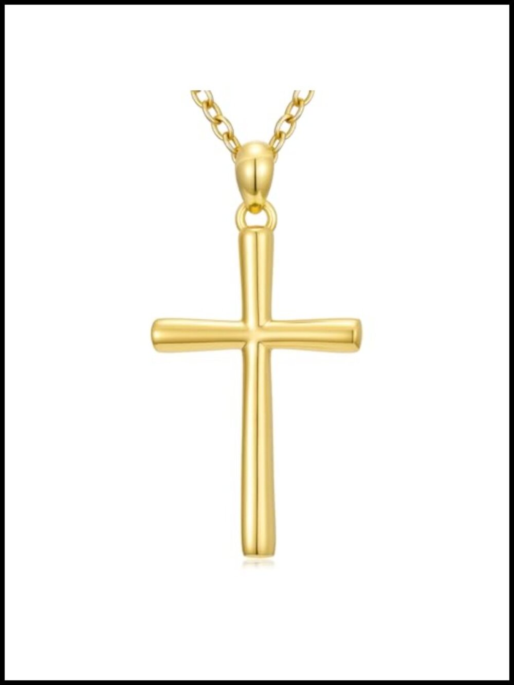 14K Gold Plated Cross Necklace Minimalist Faith Pendant 16 in
